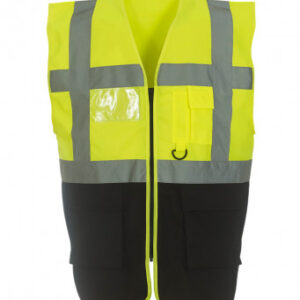 YK103-PE Executive Waistcoat High Vis Y/BLK